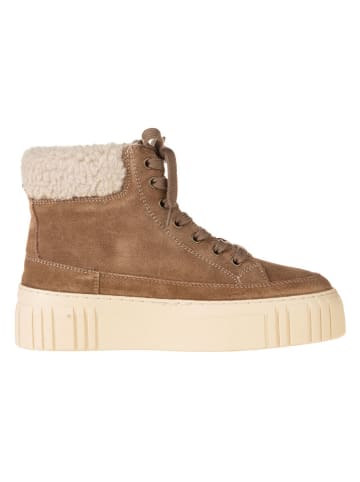 Leder-Boots in Beige