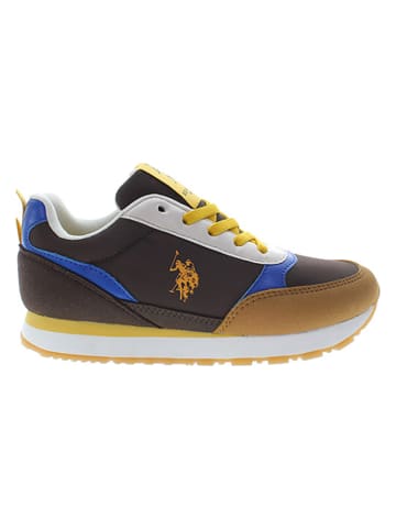 Sneakers bruin/geel