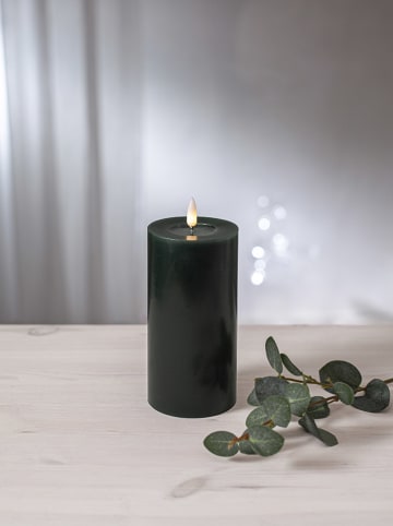 Ledwindlicht "Flamme Flow Pillar" donkergroen - (H)17,5 x Ø 7,5 cm
