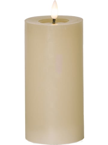 Świeca LED "Flame Flow Pillar" w kolorze beżowym - wys. 17,5 x Ø 7,5 cm