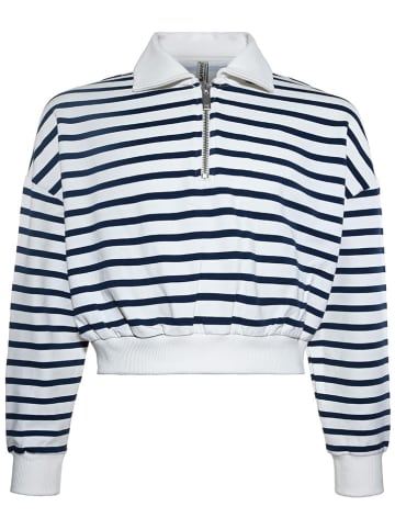 Sweatshirt wit/donkerblauw