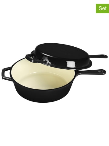 2tlg. Set: Topf mit Deckel in Schwarz - Ø 26,5 cm