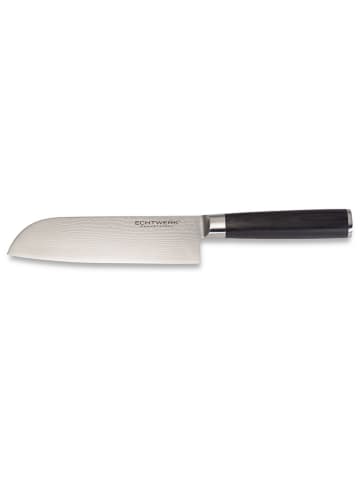 Nóż Santoku w kolorze srebrno-czarnym