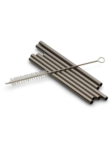 6-delige set: rietjes zwart - (H)12 cm
