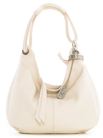 Leren schoudertas "Alba" beige - (B)38 x (H)34 x (D)10 cm