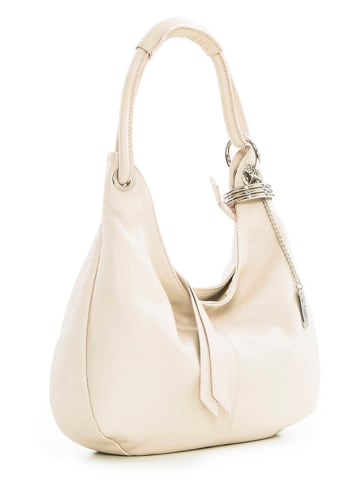 Leren schoudertas "Alba" beige - (B)38 x (H)34 x (D)10 cm