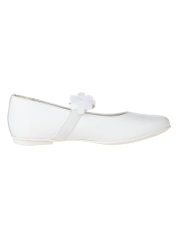 Leder-Spangenballerinas in Weiß
