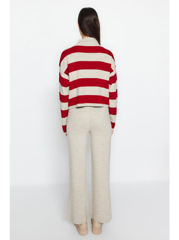 2-delige outfit beige/rood