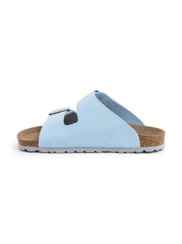 Leren slippers lichtblauw
