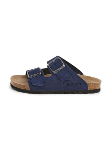 Leren slippers blauw