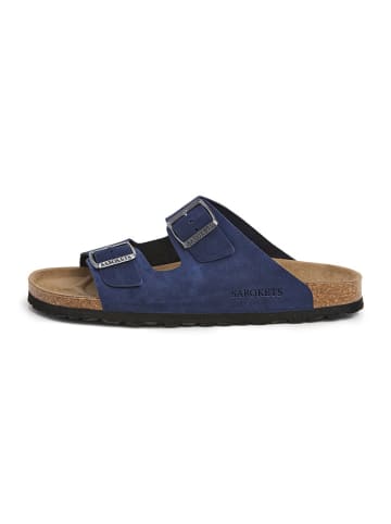 Leder-Pantoletten in Blau