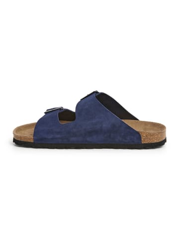 Leder-Pantoletten in Blau