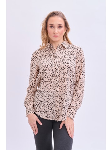 Blouse lichtbruin/zwart