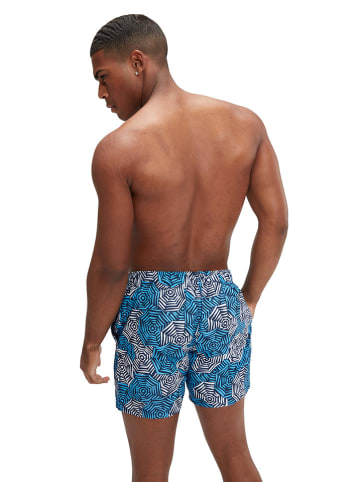 Badeshorts "Eco Print" in Dunkelblau/ Hellblau/ Weiß