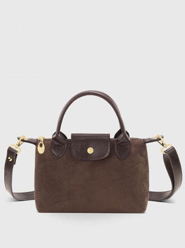 Leder-Henkeltasche in Dunkelbraun - (B)24 x (H)16 cm
