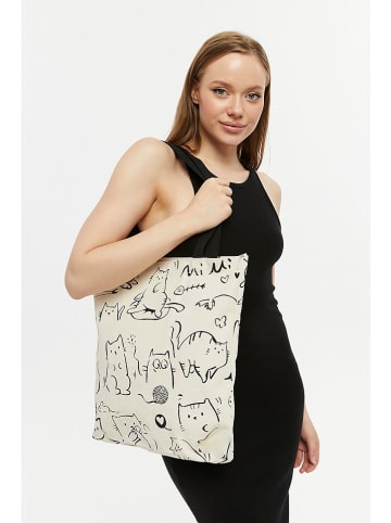Shopper bag w kolorze beżowym - 38 x 42 x 8 cm