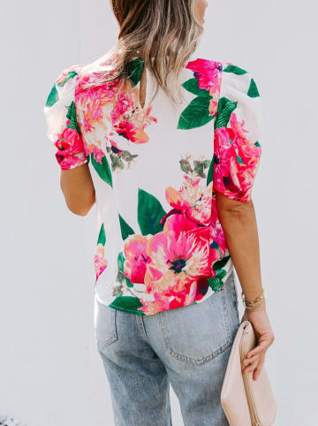 Blouse wit/roze