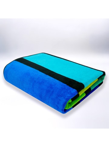 Strandtuch ''Happy'' in Blau/ Grün - (L)180 x (B)140 cm