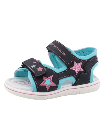 Sandalen zwart/turquoise