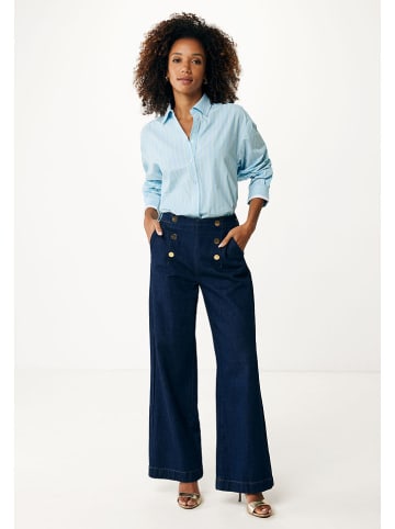 Blouse lichtblauw/wit/groen