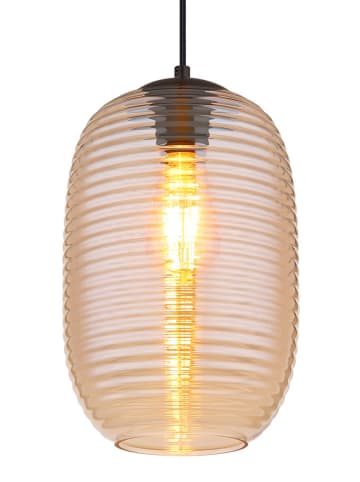 Hängeleuchte "Jefrey" in Schwarz/ Beige - (H)120 x Ø 20 cm