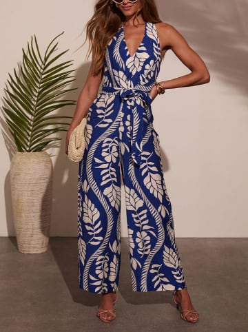 Jumpsuit blauw/wit