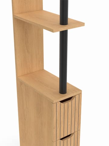 Szafka łazienkowa w kolorze jasnobrązowo-czarnym - 15,5 x 118,5 x 30 cm