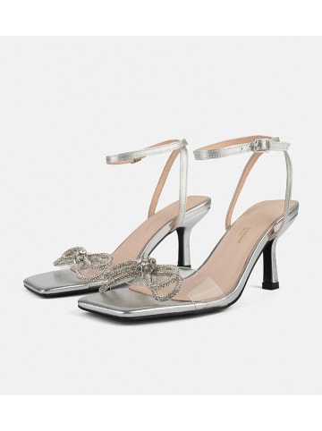 Leder-Sandaletten in Silber