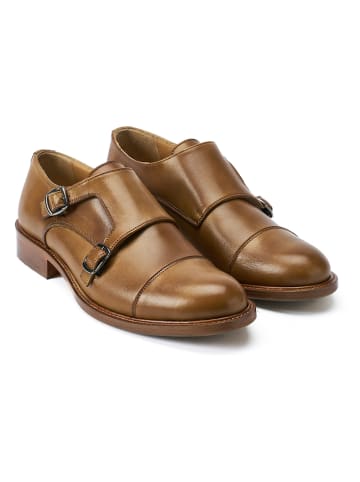 Leder-Monkstraps in Hellbraun