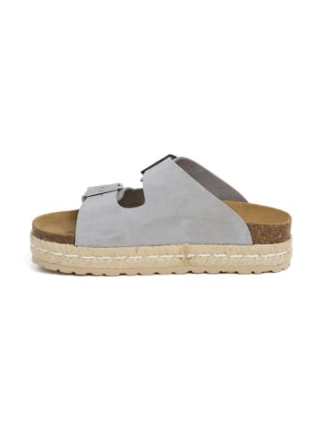 Leren slippers grijs