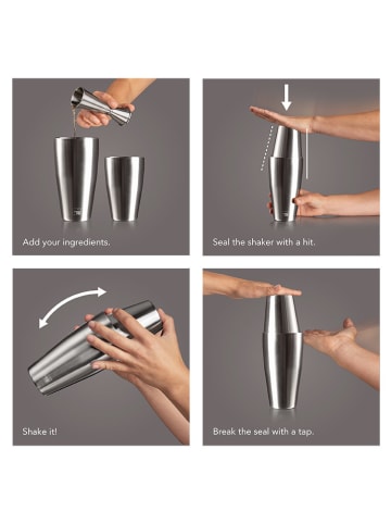 Cocktailshaker "Tin on Tin" zilverkleurig - 700 ml