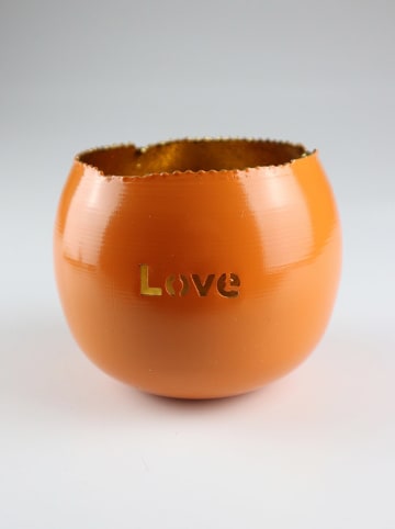 Windlicht "Love" in Orange - Ø 12 cm