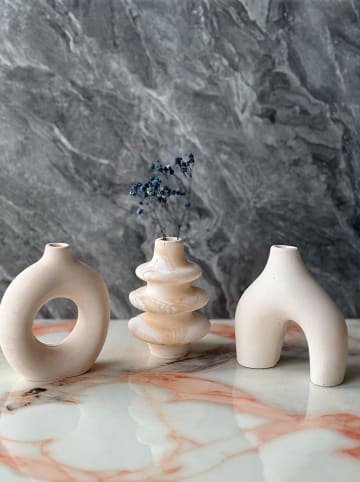 3er-Set: Vasen in Beige - (H)10 x Ø 8 cm