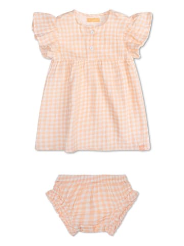 2-delige outfit "Sunset Grid" abrikooskleurig