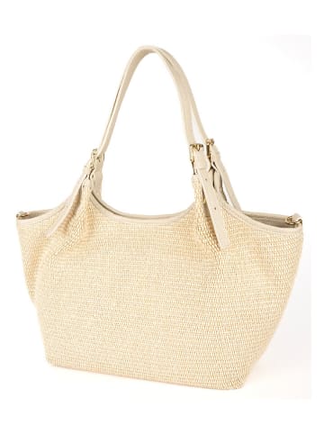 Skórzany shopper bag "Ceto" w kolorze beżowym - 48 x 30 x 10 cm