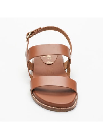 Leder-Sandalen in Hellbraun