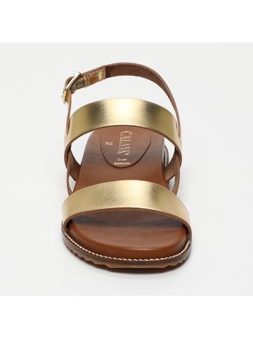 Leder-Sandalen in Gold
