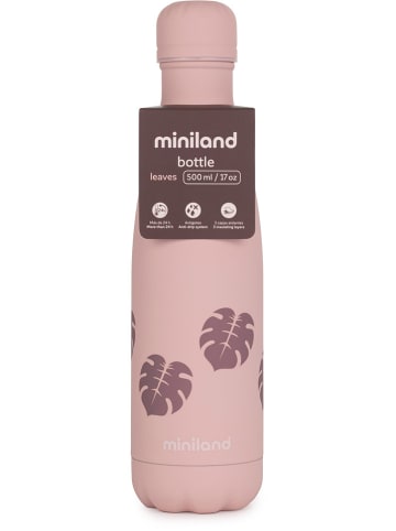 Isoleerfles "Leaves" lichtroze - 500 ml