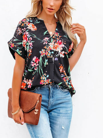 Blouse zwart/meerkleurig