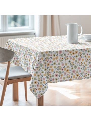 Tischdecke "Floral And Tropical Thelma" in Weiß/ Rosa/ Grün