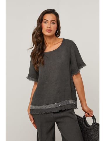 Linnen blouse antraciet