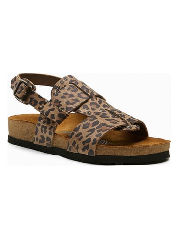 Leder-Sandalen "Likya" in Hellbraun/ Schwarz