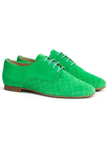 Leren veterschoenen groen