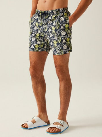 Zwemshort "Loras" donkerblauw/geel/wit