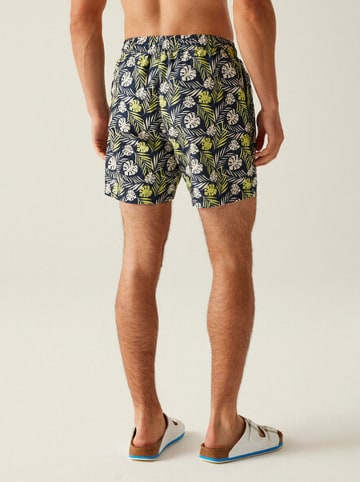 Badeshorts "Loras" in Dunkelblau/ Gelb/ Weiß