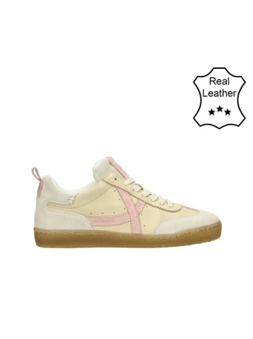 Skórzane sneakersy w kolorze beżowo-jasnoróżowym