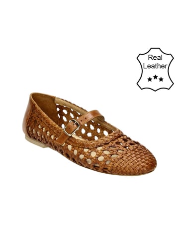Leder-Ballerinas in Cognac