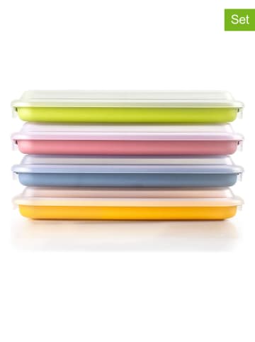 4-delige set: vershouddozen meerkleurig - (B)24 x (H)5 x (D)14 cm