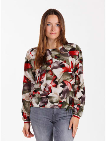 Bluse "Graphic" in Beige/ Rot/ Khaki