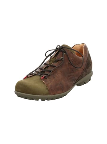 Leder-Schnürschuhe "Kong" in Braun/ Grün